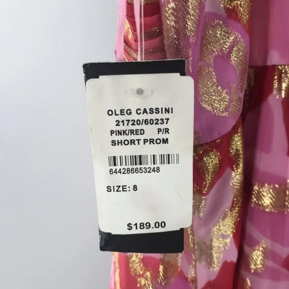 Red/Pink/Gold Oleg Cassini Dress NWT sz 8 - Picture 11 of 12